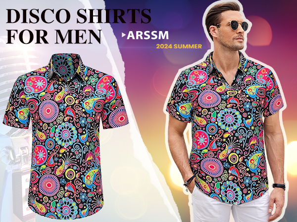 Mens 70s Disco Button Down Shirts