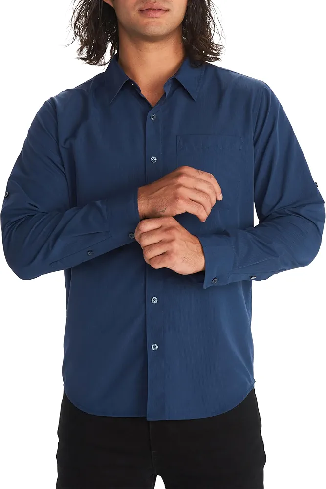 MARMOT Men's Aerobora Long Sleeve Button-Down Shirt - Lightweight, Packable, Quick-Drying UPF Protection