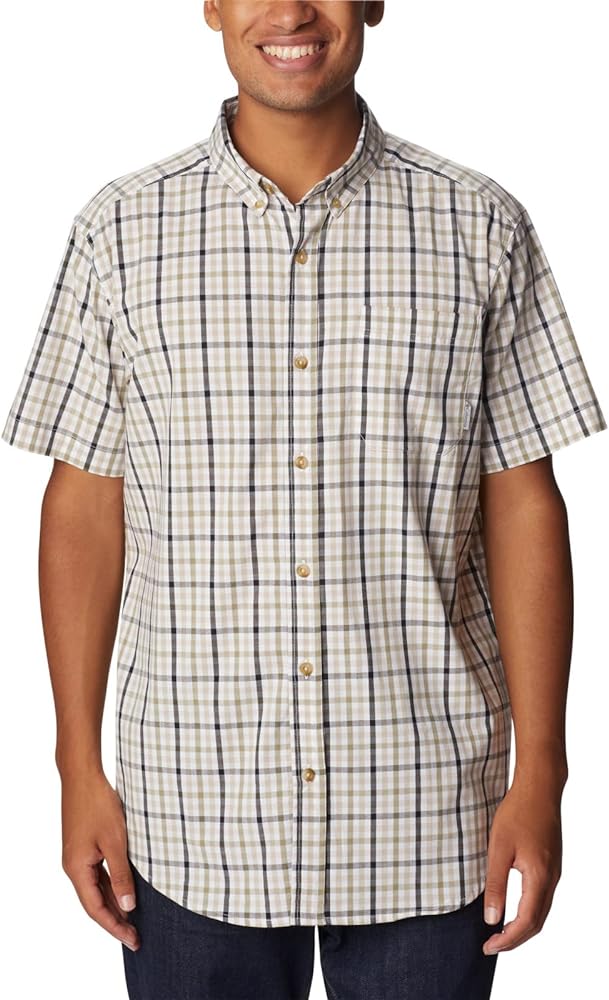 Columbia Men's Rapid Rivers II Short Sleeve Shirt, Ancient Fossil Multi Gingham, Small