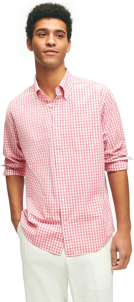 Brooks Brothers Men's Friday Poplin Long Sleeve Pattern Sport Shirt