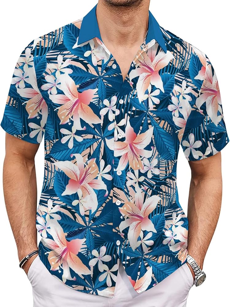 Hawaiian Shirts Short Sleeve for Men Unisex Vacation Shirts Button Down Beach Shirts