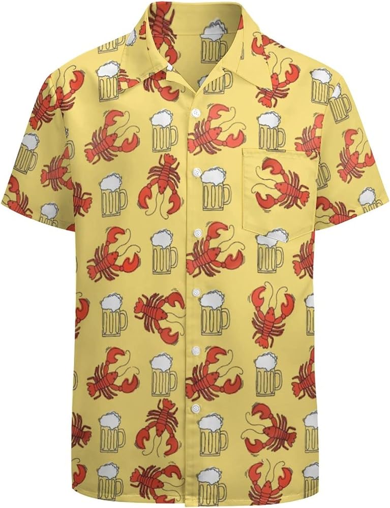 Men's Novelty Button Up Shirt Funky Short Sleeve Party Shirts Casual Hawaiian Beach Shirt