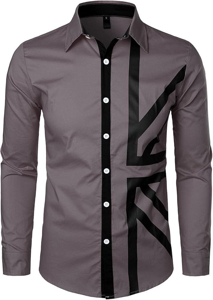 VATPAVE Mens Casual Cotton Long Sleeve Dress Shirts Slim Fit Button Down Shirts