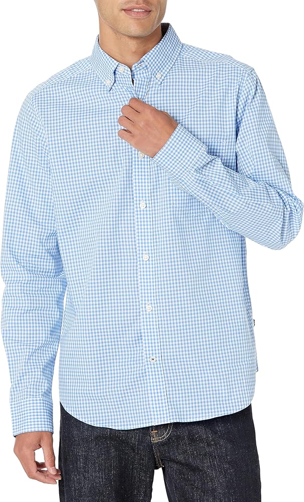 Nautica Men's Classic Fit Gingham Stretch Cotton Shirt