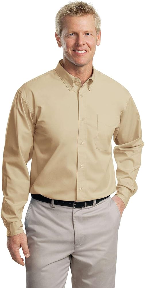 Port Authority - Long Sleeve Easy Care Shirt. - Stone/Stone - L