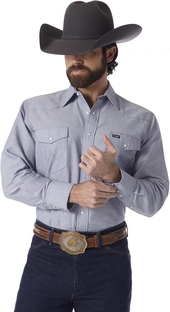 Wrangler Mens Western Long Sleeve Work Shirt