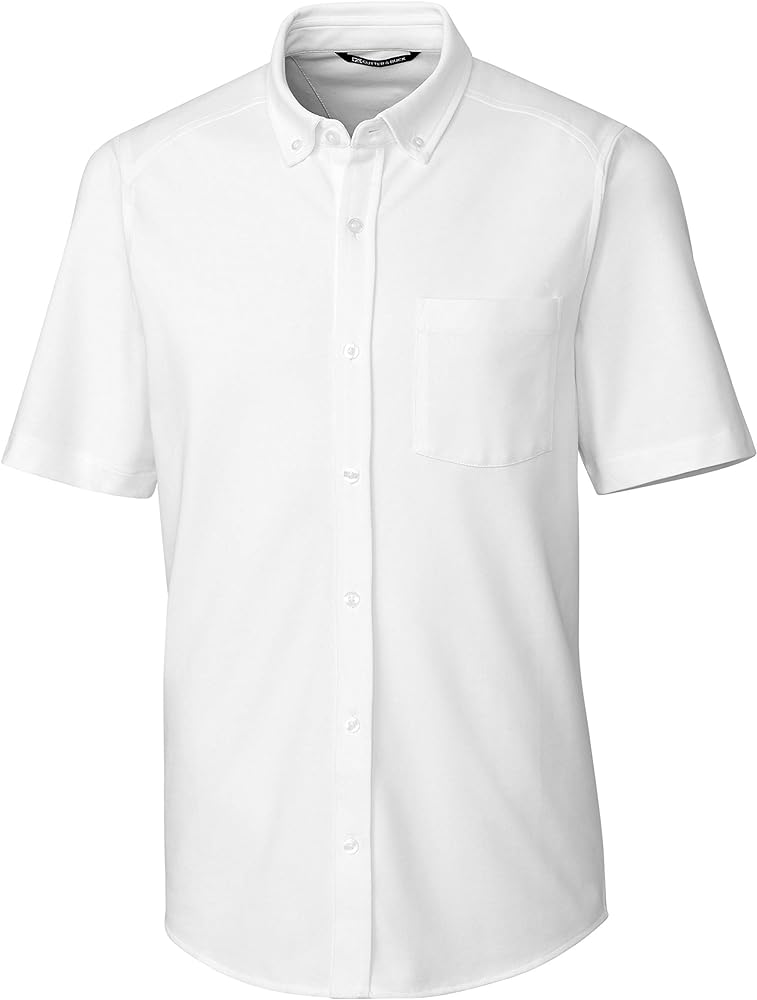 Cutter & Buck Men's Short Sleeve Cotton-Blend Knit Reach Oxford Shirt