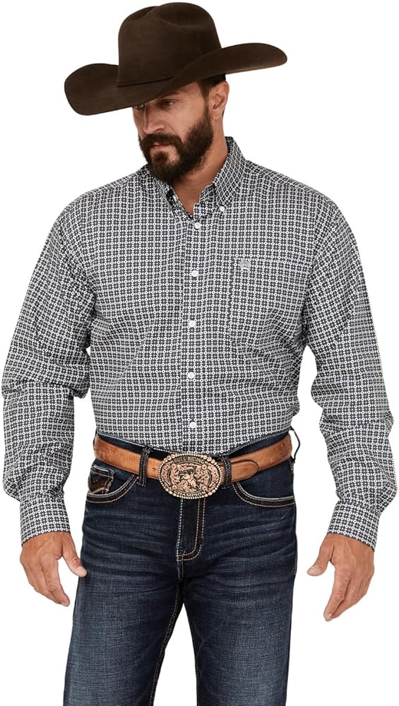 Cinch Men's Navy Geometric Print Button Down