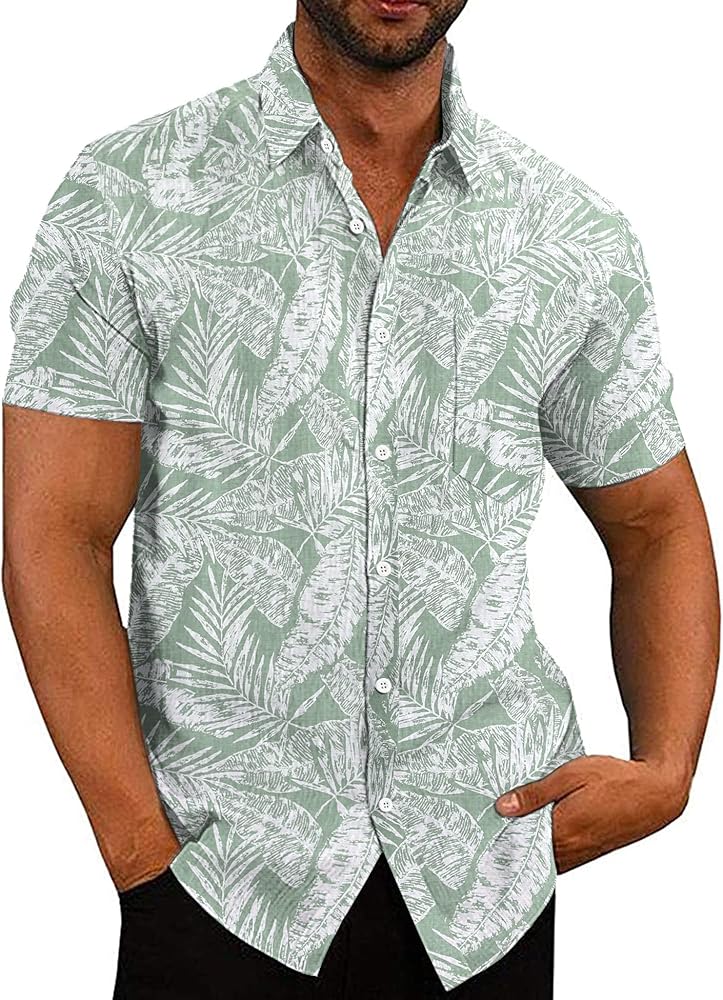 COOFANDY Men's Hawaiian Shirt Short Sleeve Beach Tropical Shirts Summer Casual Button Down Shirts