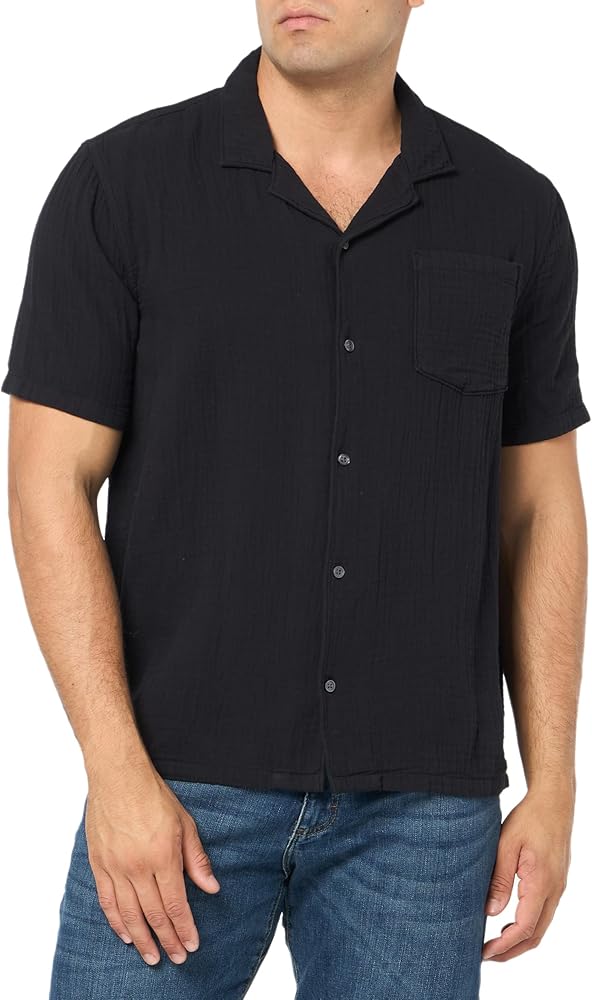 PAIGE Men's Ellerton Gauze Short Sleeve Button Up Shirt