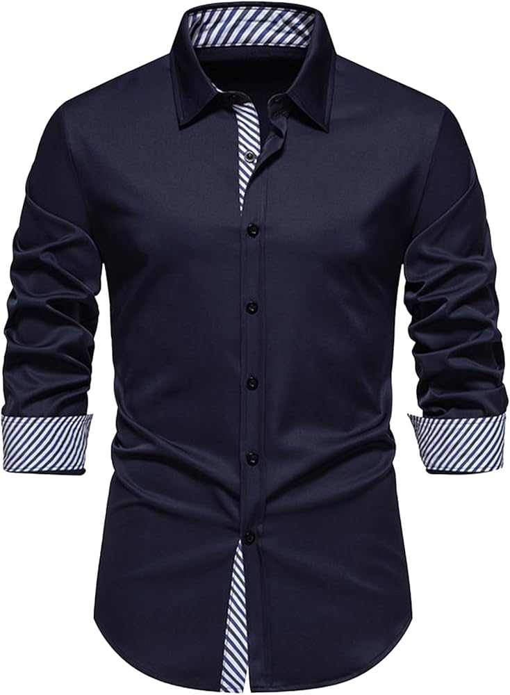 Dress Shirts for Men Long Sleeve Dress Shirts Regular Fit Casual Business Official Wedding Button Down Formal Shirts