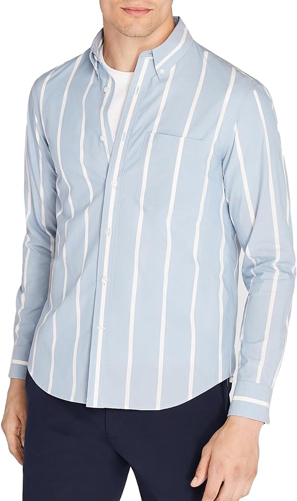 Club Monaco Men's Long Sleeve Button Down Slim Fit Wide Shirt