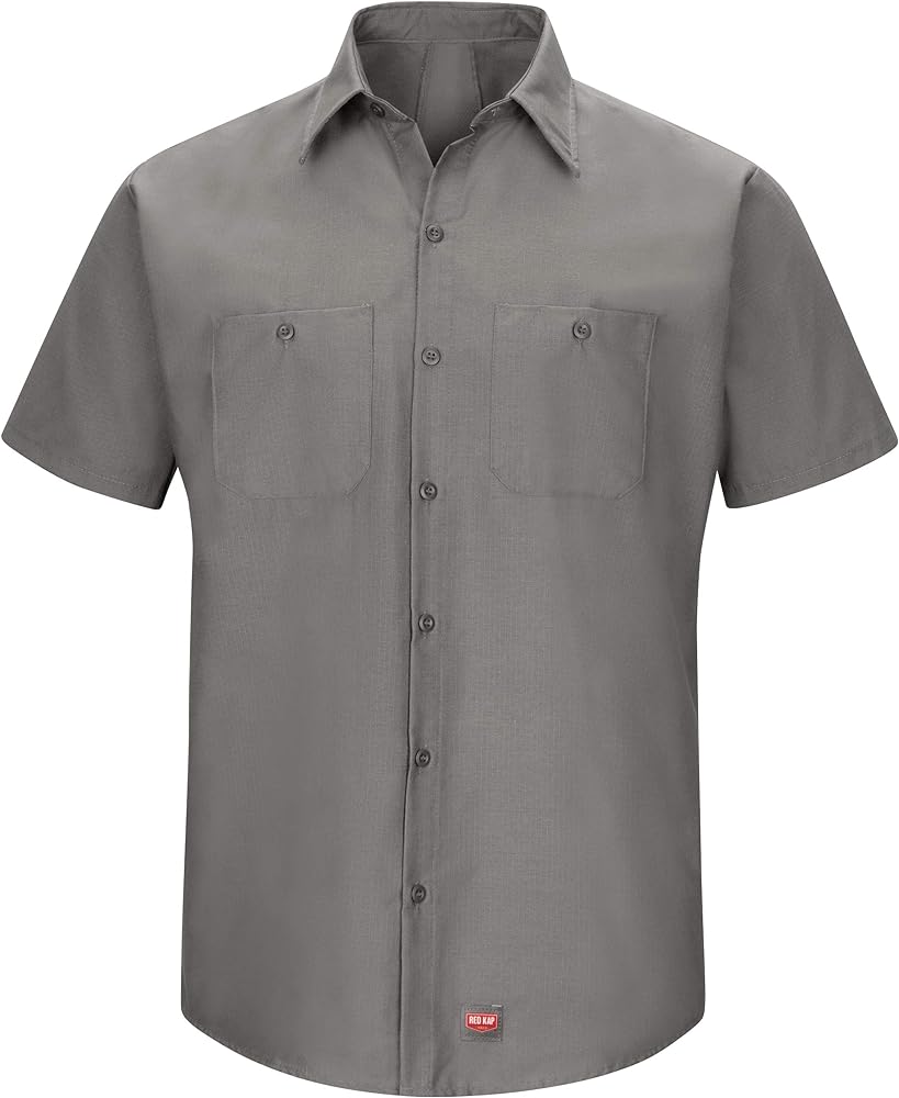 Red Kap Men's Short Sleeve Work Shirt with Mimix, Gray, Medium