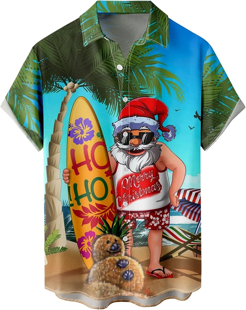 Tropical Shirts Button Down Holiday Casual Hawaiian Short Sleeve Men Loose Beach Shirts