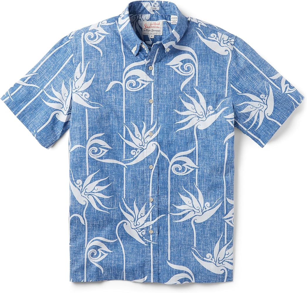 Reyn Spooner Personal Paradise Button Front Hawaiian Aloha Shirt, Blue Horizon, L