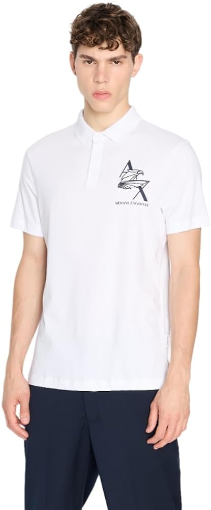 Armani Exchange Men's Regular Fit Cotton Jersey Eagle Logo Polo