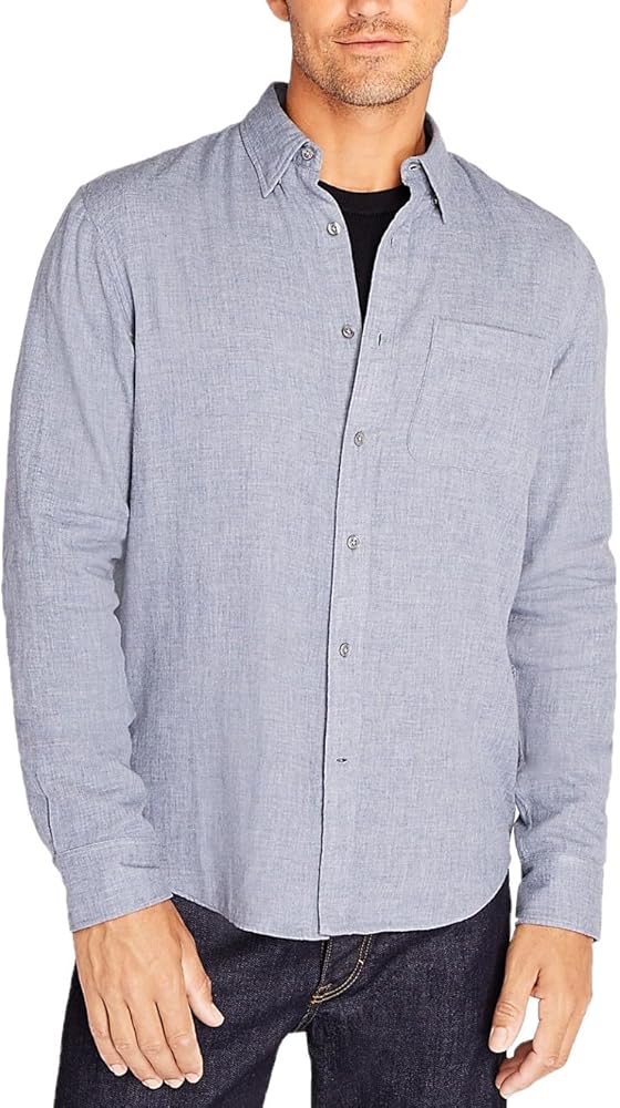 Club Monaco Men's Long Sleeve Button Down Lightweight Double Face Shirt