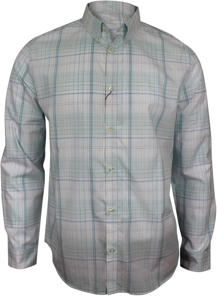 Calvin Klein Men's Plaid Check Button Down Collar Long Sleeve Woven Shirt