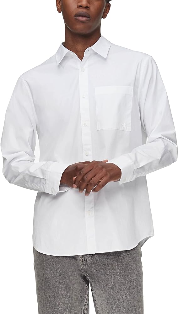 Calvin Klein Men's Solid Pocket Button-Down Easy Shirt