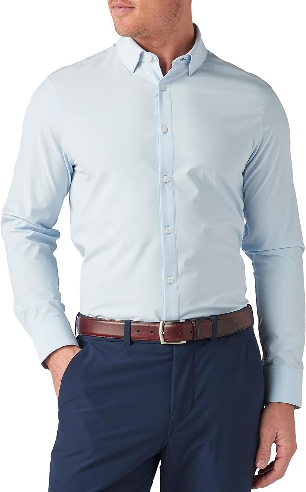 Mizzen+Main Leeward Performance Men's Long-Sleeve Dress Shirt - Wrinkle-Resistant, 4-Way Stretch, Trim Fit