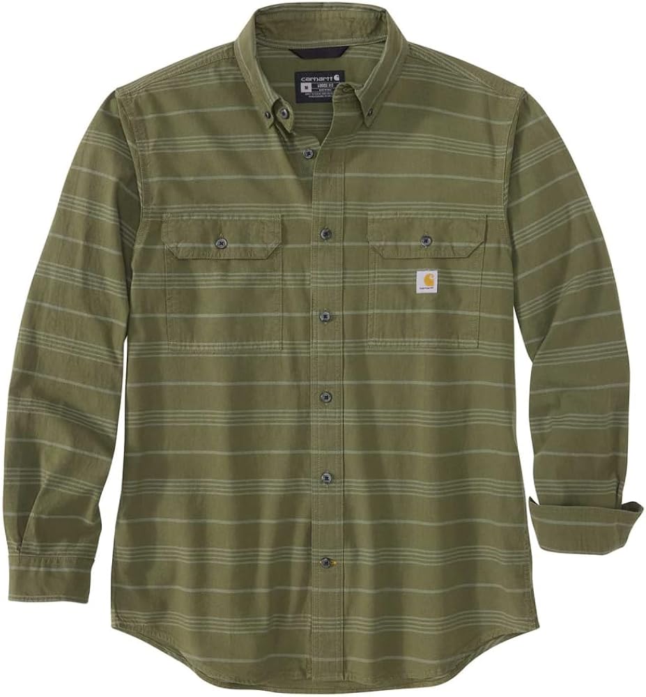 Carhartt Men's 105433 Loose Fit Midweight Chambray Long-Sleeve Plaid Shirt