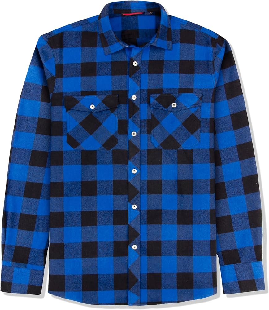 J.VER Men's Flannel Plaid Shirts Long Sleeve Regular Fit Casual Button Down Shirt