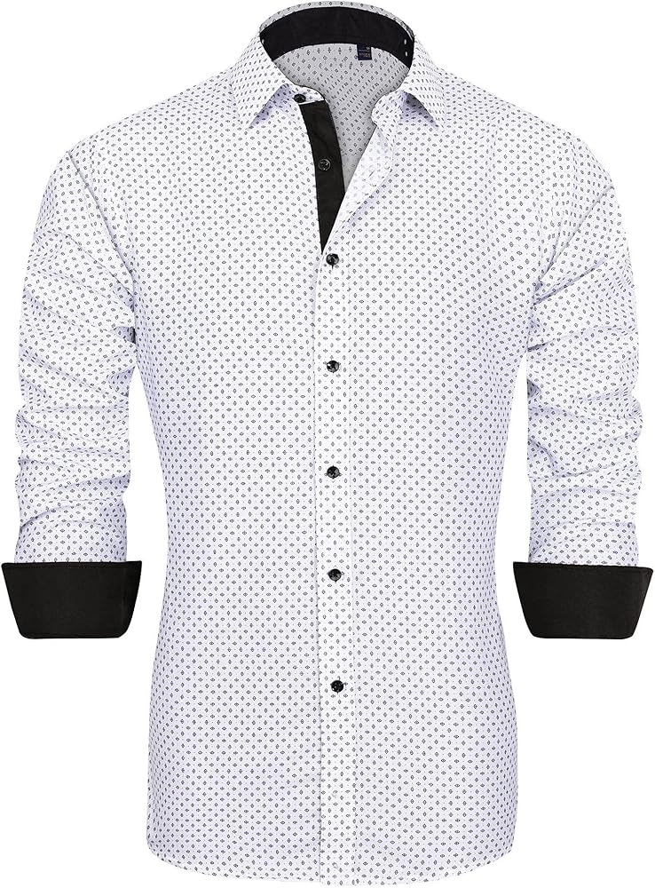 J.VER Men's Casual Long Sleeve Pattern Dress Shirt Printed Button Down Shirts