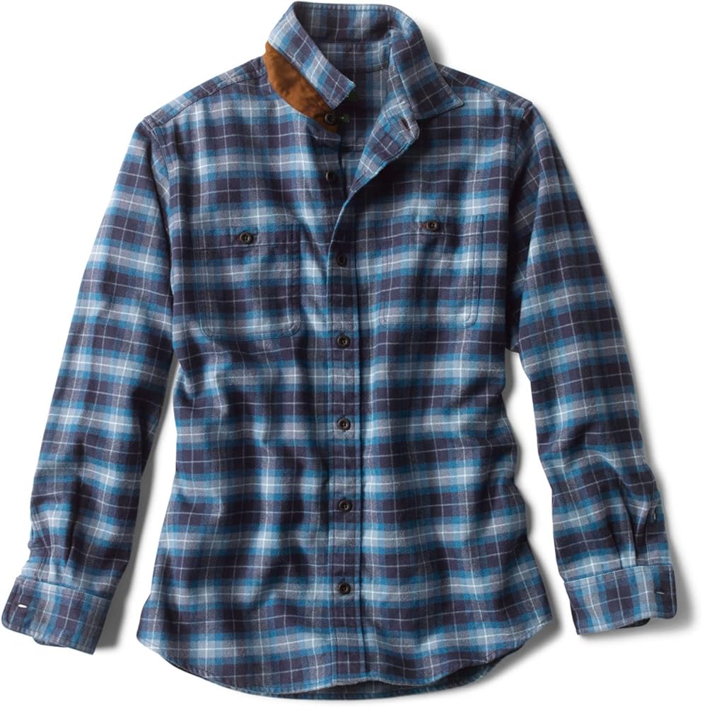 Orvis Perfect Flannel Shirt for Men - 100% Brushed Cotton Long Sleeve Men’s Flannel Shirt with Faux-Suede Trim