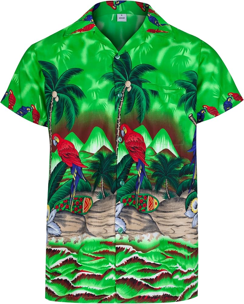 REDSTAR Hawaiian Shirt for Men Summer Shirt - Short Sleeve Beach Shirts - Palm Tree Tropical Shirts Button Down Cruise Shirt