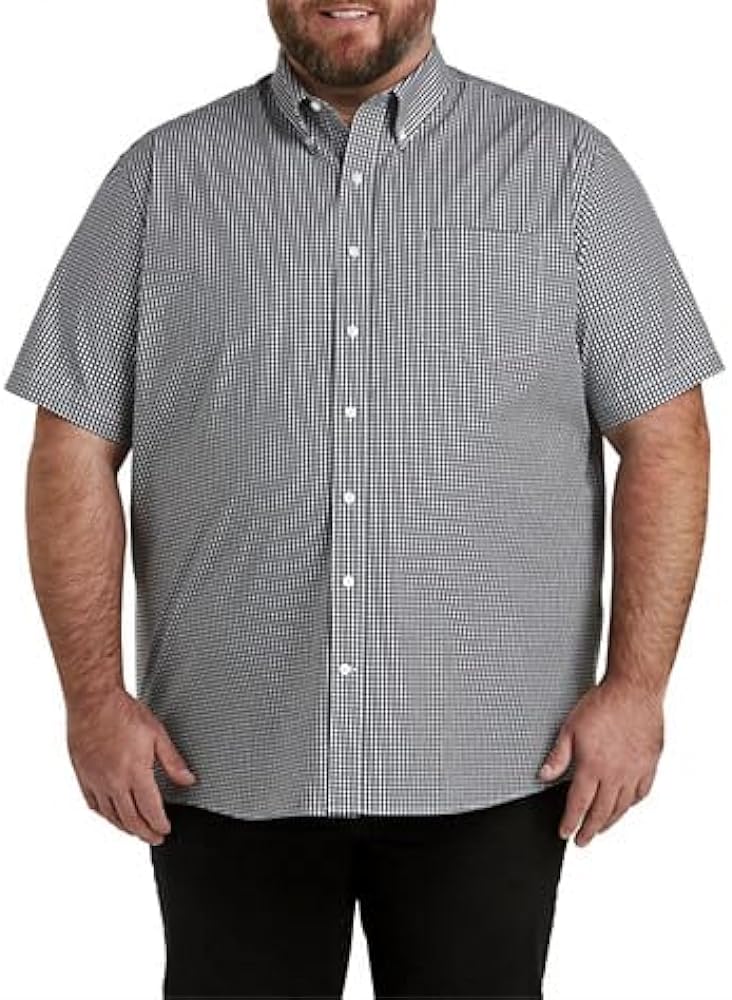 DXL Big + Tall Essentials Men's Big and Tall Gingham Poplin Short-Sleeve Sport Shirt