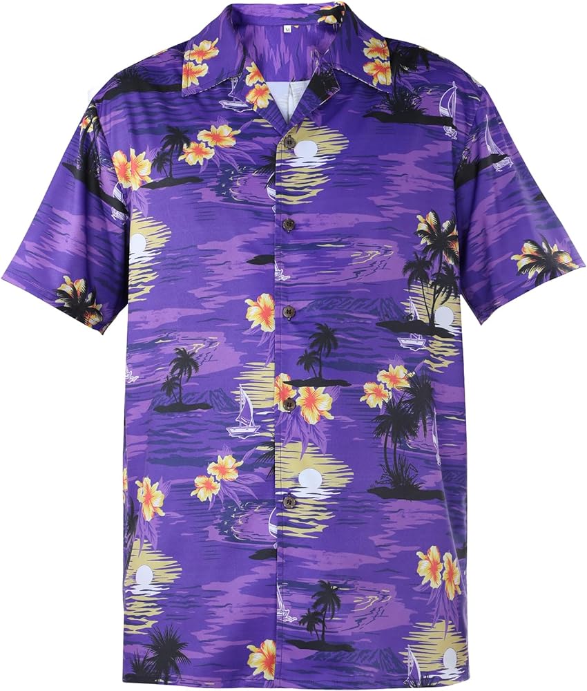 Century Star Mens Hawaiian Shirts Floral Casual Button-Down Shirts Short Sleeve Tropical Summer Shirts for Men