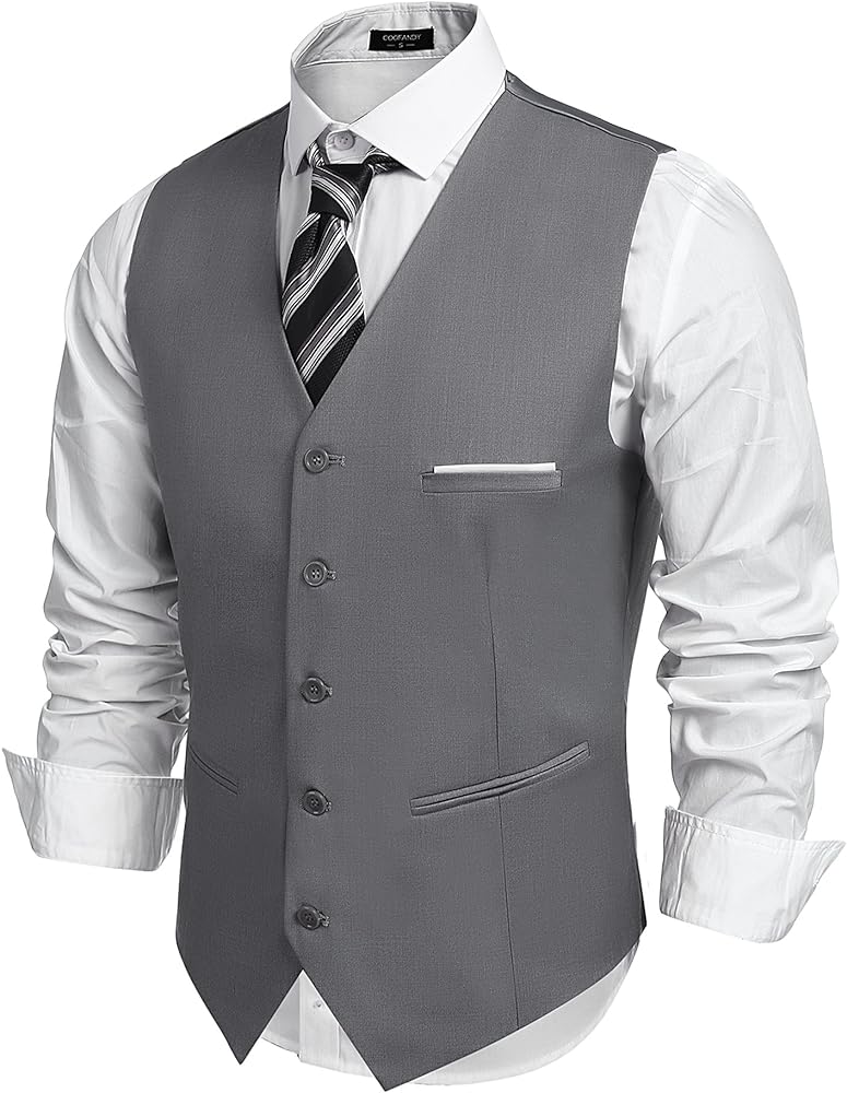 COOFANDY Men's Casual Dress Suit Vest Slim Fit Business Formal Waistcoat Vest