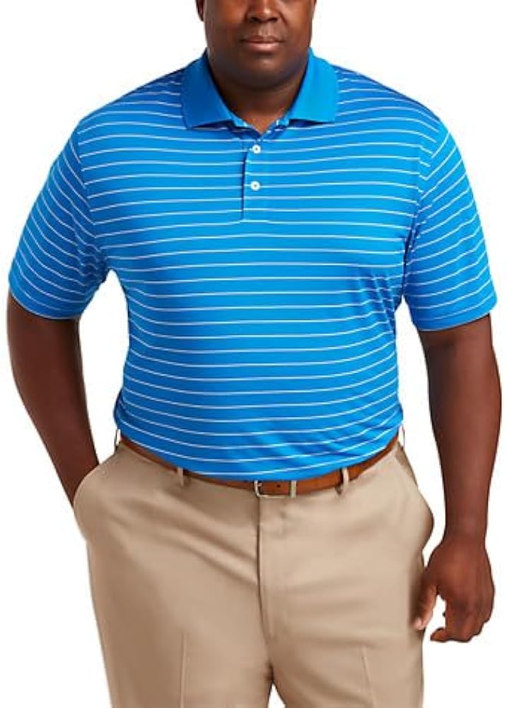 DXL Big + Tall Essentials Men's Big and Tall Striped Golf Polo Shirt