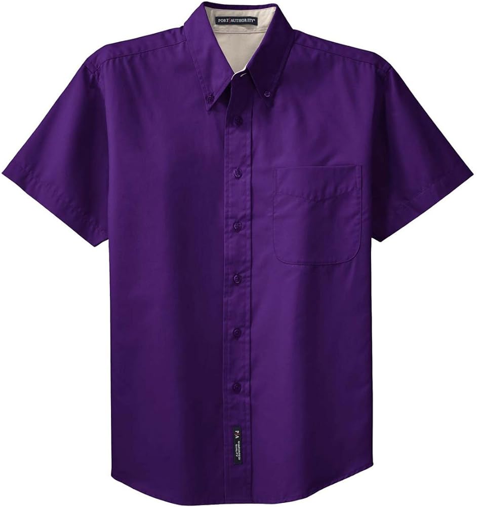 Port Authority Men's Short Sleeve Easy Care Shirt M Purple/Light Stone