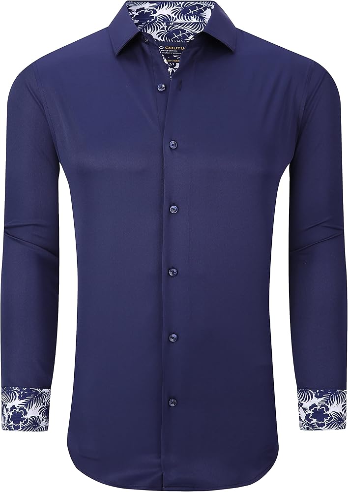 Suslo Couture Men's Performance Stretch & Wrinkle Free Solid Button Down