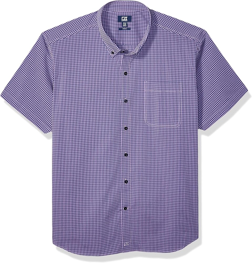 Cutter & Buck Men's Short Sleeve Anchor Gingham Button Up Shirt