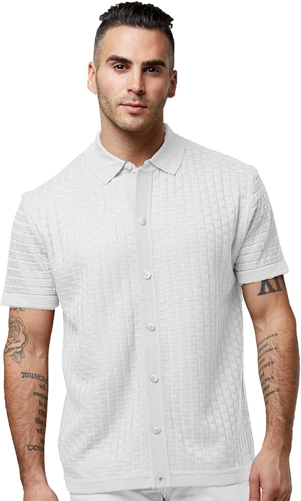 Men’s Short Sleeve Knit Sports Shirt - Modern Polo Vintage Classics: Vertical Stripe Color Block