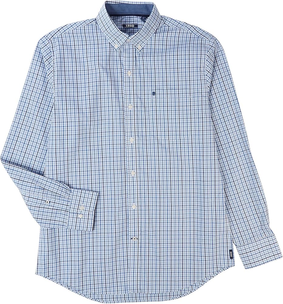 IZOD Mens Woven Stripe Button-Up Long Sleeve Shirt XX-Large Blue/White