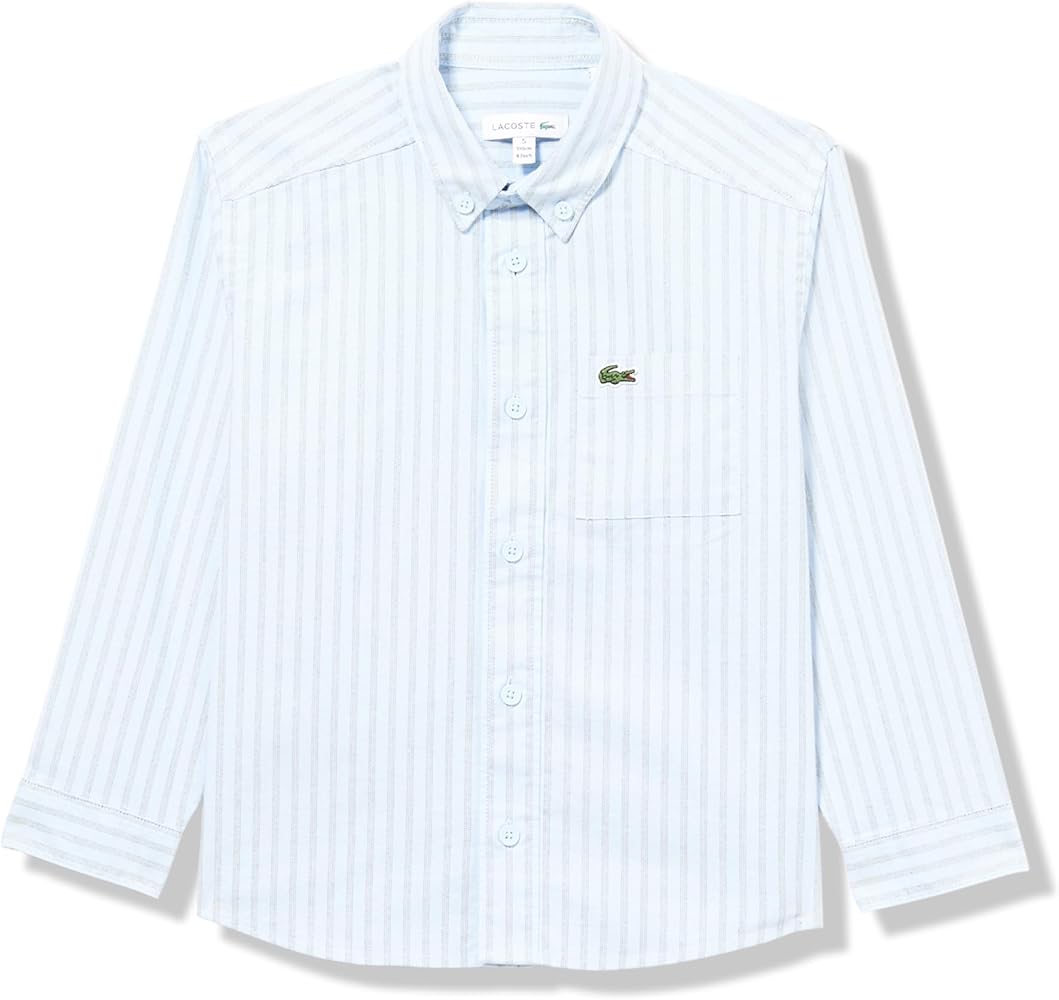 Lacoste Long Sleeve Two Toned Oxford Collared Button Down Shirt W/Color Blocked Front Pocket