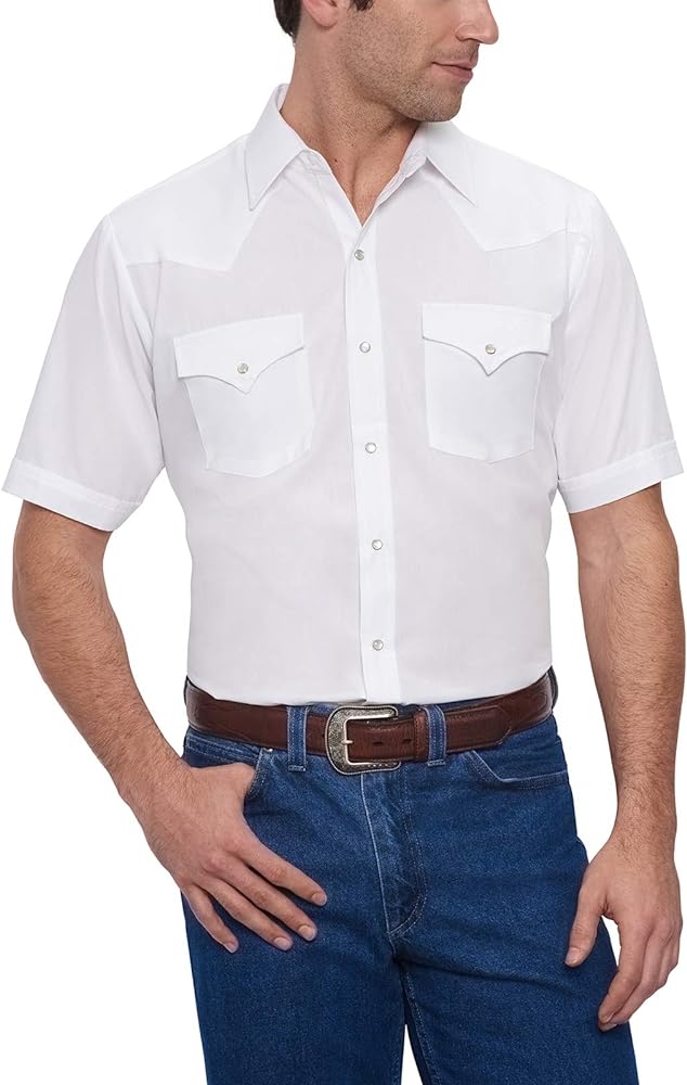 Ely Cattleman Men's Short Sleeve Solid Western Shirt