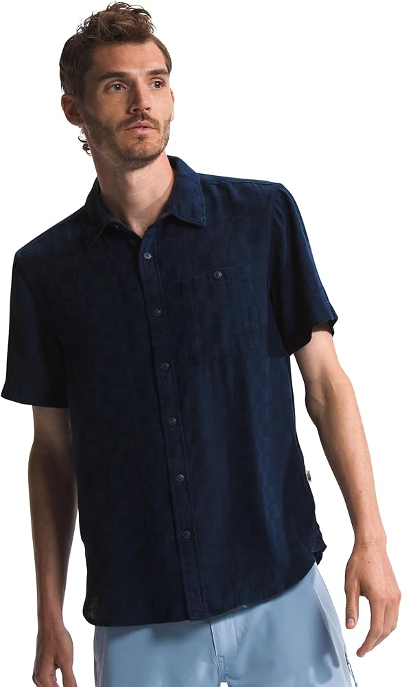 THE NORTH FACE Men's Loghill Jacquard Short Sleeve Shirt, Summit Navy, Medium