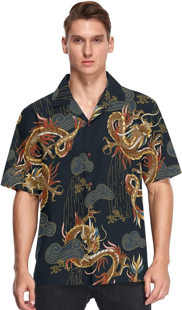 visesunny Men's Hawaiian Shirts Short Sleeve Casual Floral Button Down Shirt Summer Beach Aloha Hawaii Shirt S-XXXL