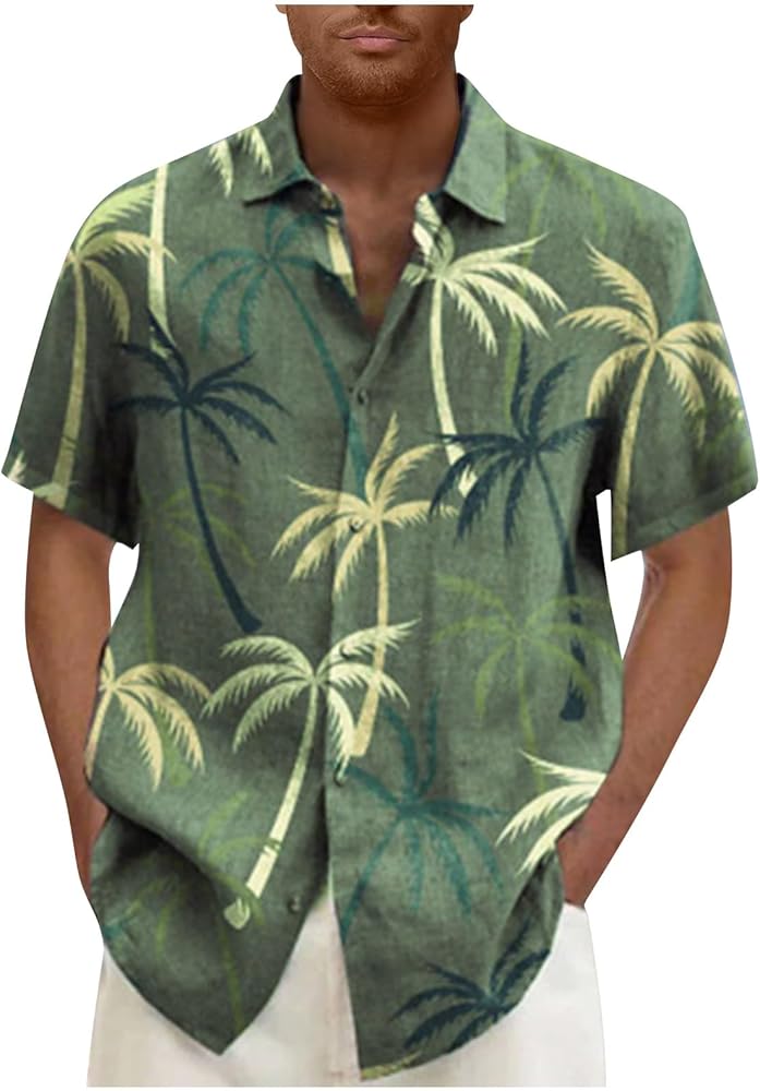 Men's Casual Shirts Short Sleeve Hawaiian Shirt Short Printed Button Down Casual Summer Beach Shirts, M-5XL