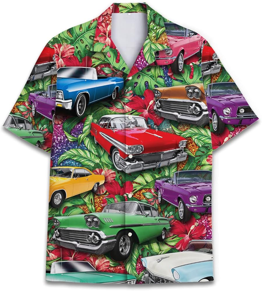 Funny Hawaiian Horror Halloween Tropical Flower Beach Gift Casual Short Sleeve Button Shirt