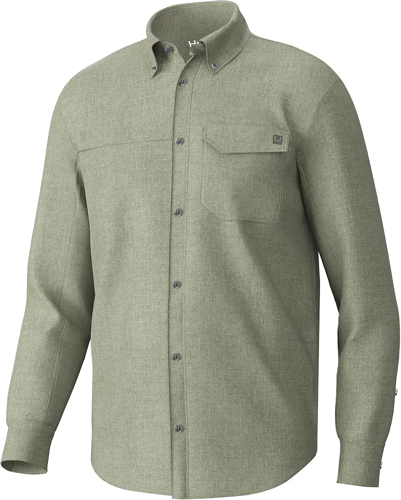 HUK Men's Tide Point Long Sleeve Shirt, Fishing Button Down