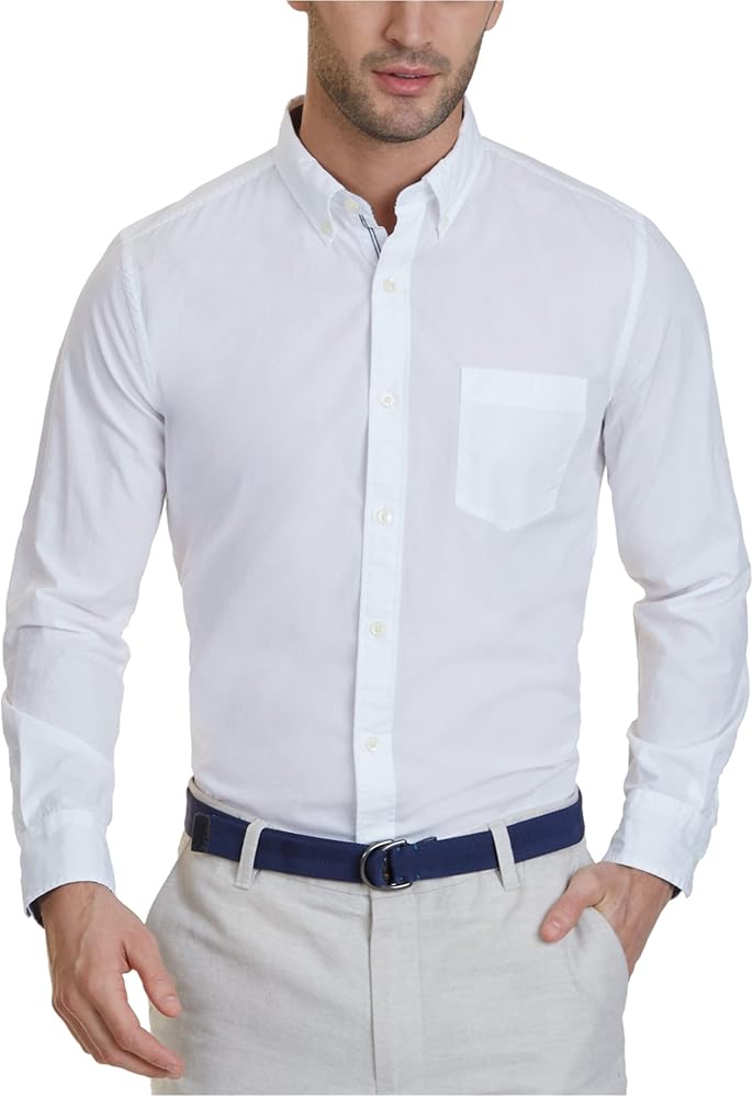 Nautica Long Sleeve Solid Button Down Shirt