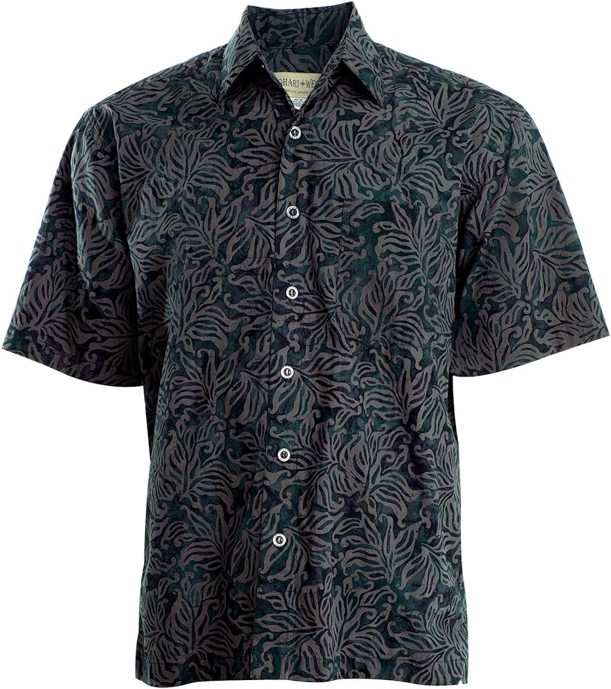 Johari West Autumn Gold Tropical Hawaiian Batik Shirt