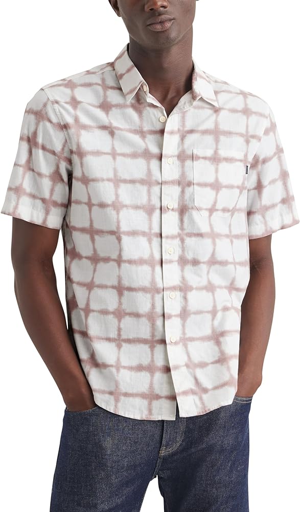 Dockers Men's Fit Short Sleeve Casual Shirt (Regular and Big & Tall), (New) Pink-Afterglow Fawn (Slub)