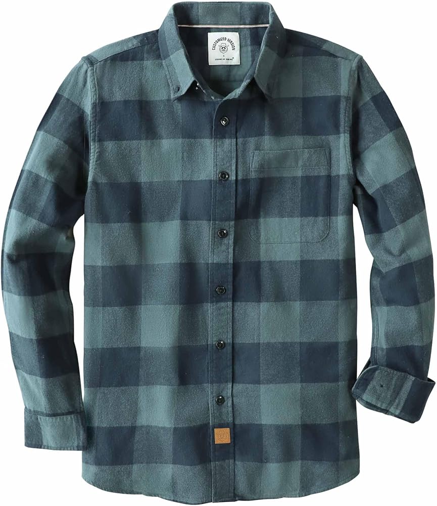 Dubinik® Flannel Shirt for Men 100% Cotton Mens Flannel Shirts Long Sleeve Plaid Soft Casual Button Down Shirt Men