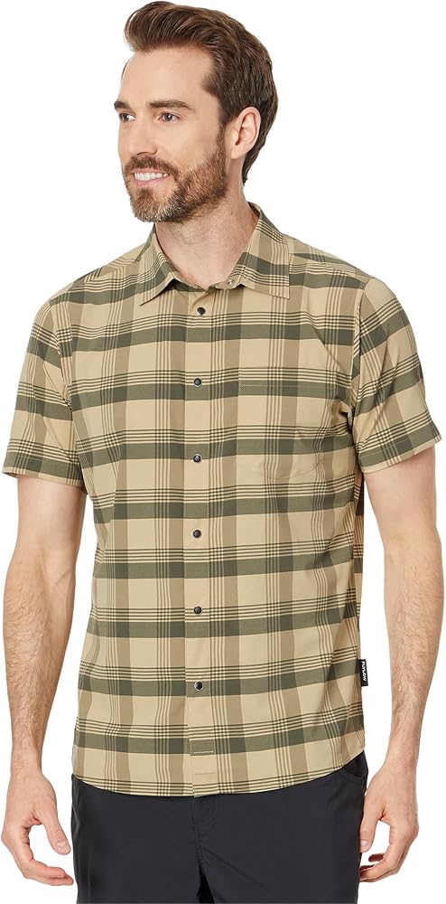 Flylow Men's Anderson Plaid Button-Up Shorts Sleeve UPF Shirt for Travel & Casual Wear